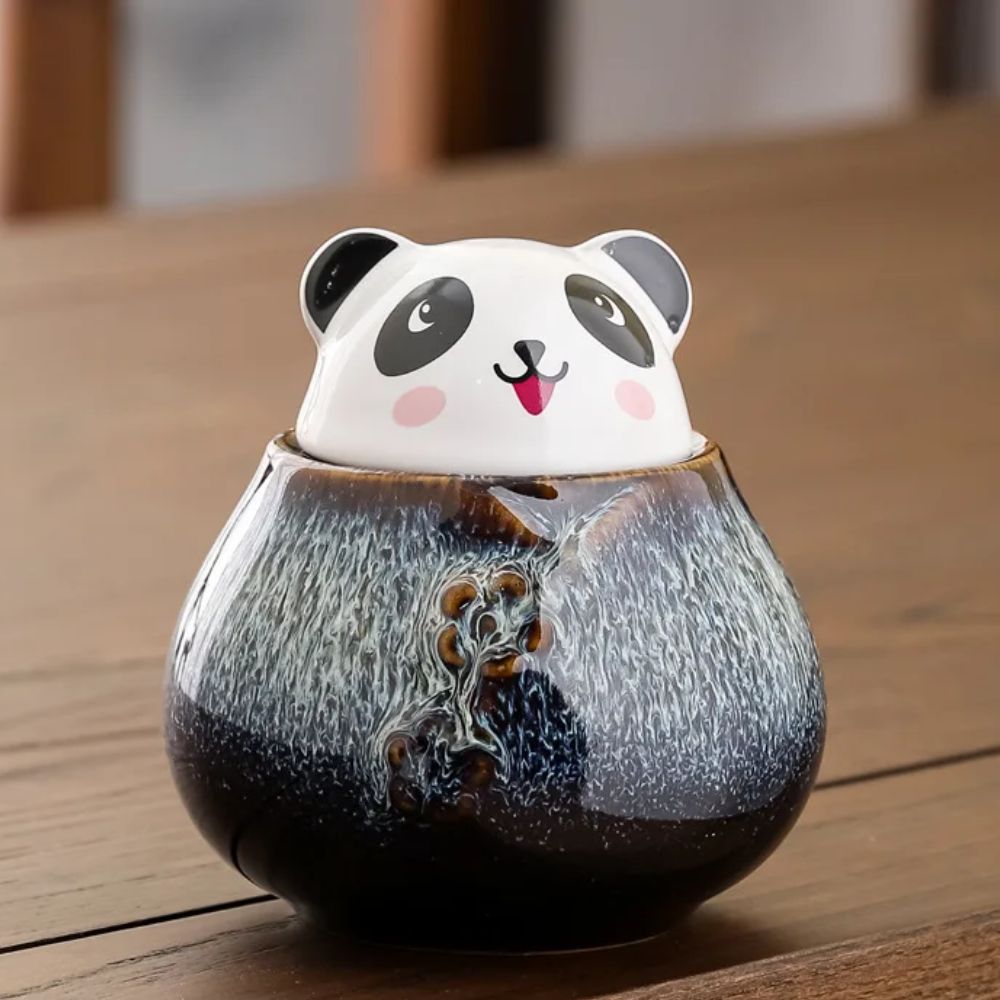Boîte à thé en céramique motif panda décoratif