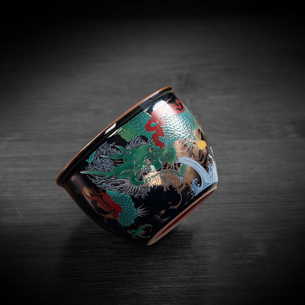 Tasse à thé chinoise Dragon en verre émaillé