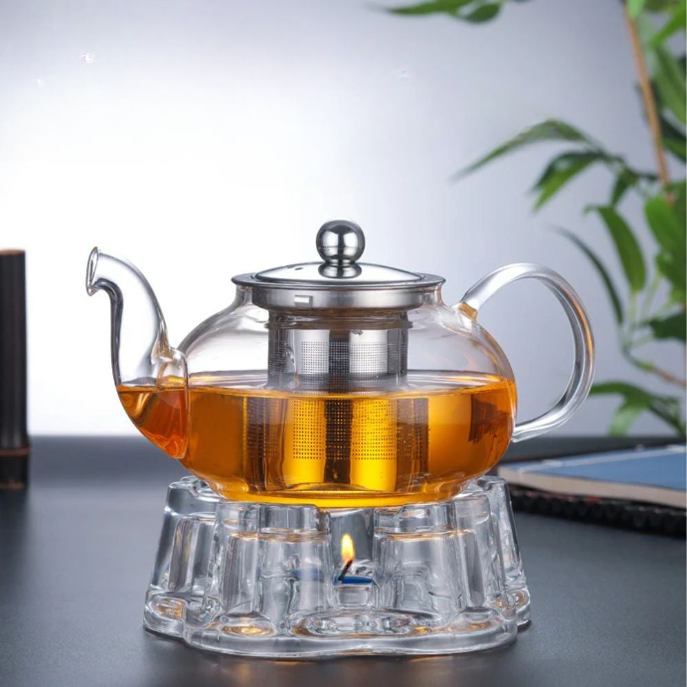 Théière en verre avec infuseur inox résistant à la chaleur