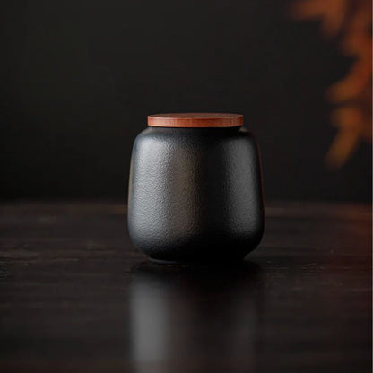 Boîte à thé en céramique avec couvercle bois petit format
