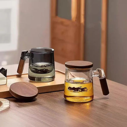 Tasse à thé en verre borosilicate avec infuseur couvercle