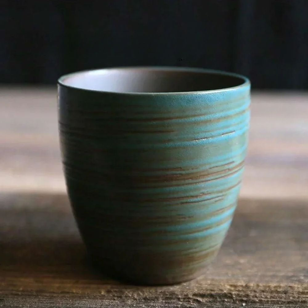 Tasse à thé en grès craquelé peint à la main style vintage zen