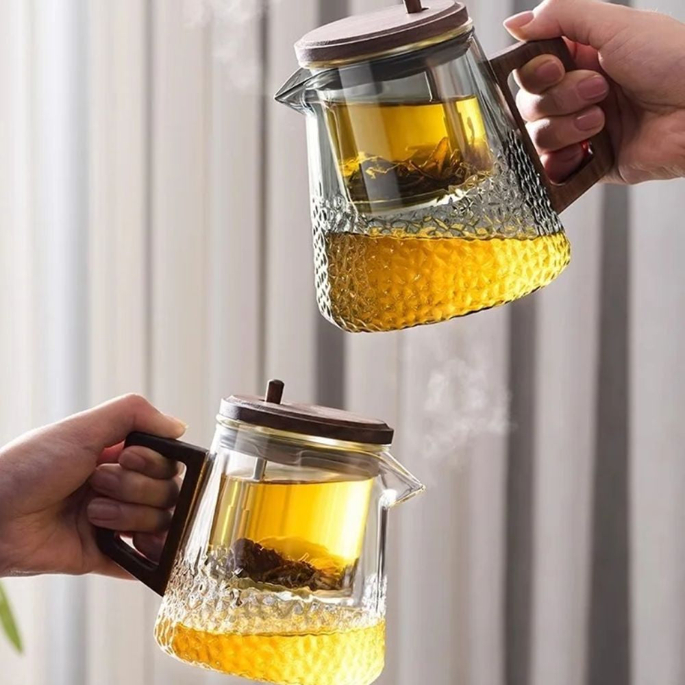 Théière en verre avec filtre couvercle magnétique