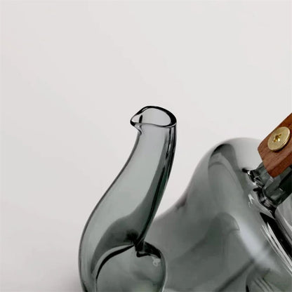 Théière en verre borosilicate poignée bois infuseur