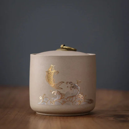 Boîte à thé en céramique artisanale design brut et naturel