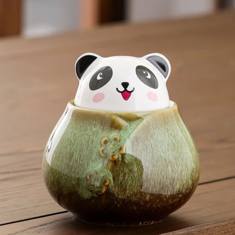 Boîte à thé en céramique motif panda décoratif
