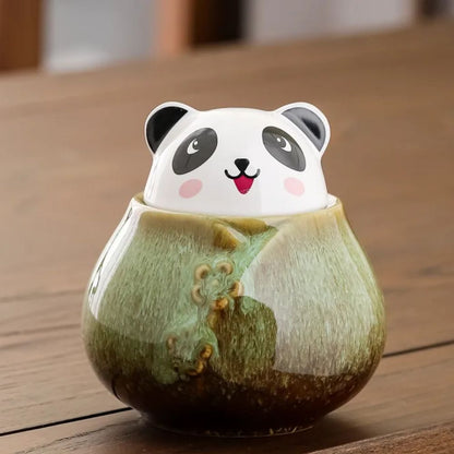 Boîte à thé en céramique motif panda décoratif