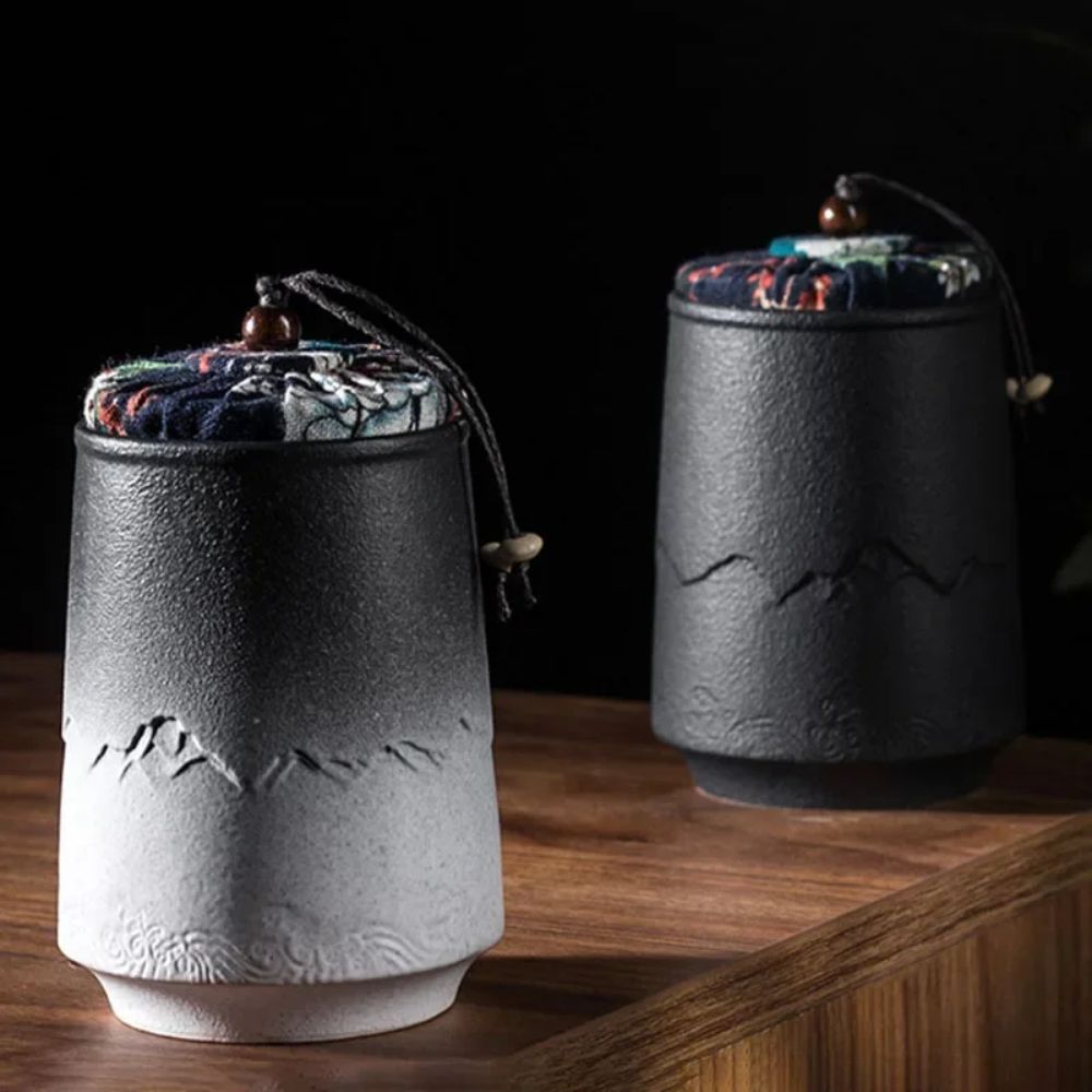 Boîte à thé en céramique vintage étanche artisanale