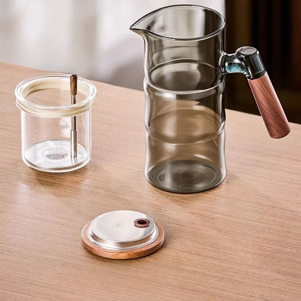 Théière en verre forme bambou avec filtre