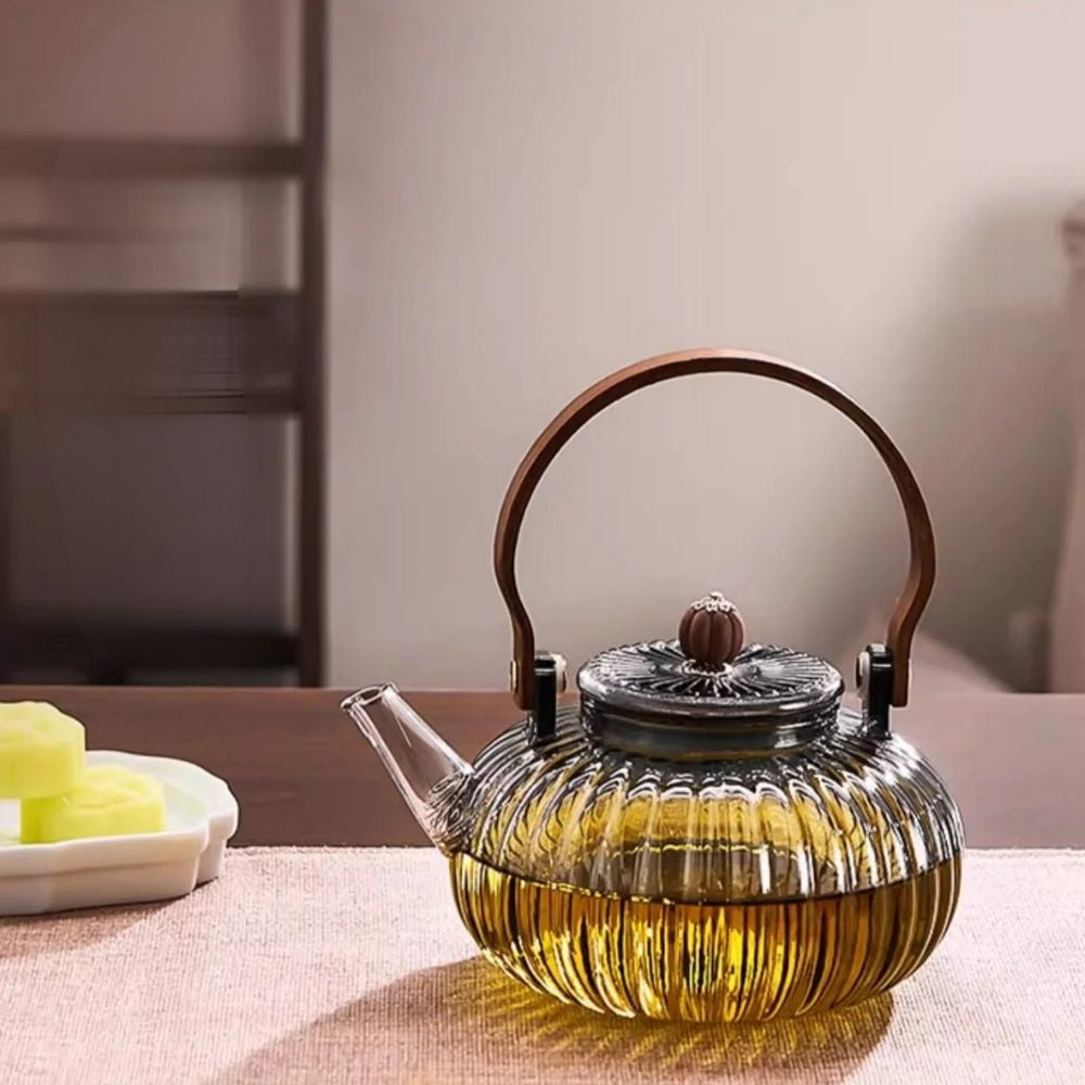 Théière en verre avec filtre vapeur design transparent