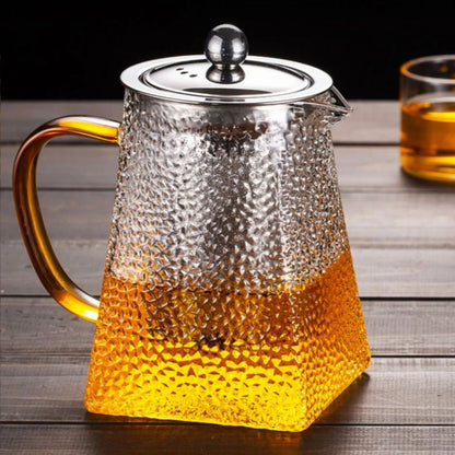 Théière en verre martelé avec filtre inox intégré