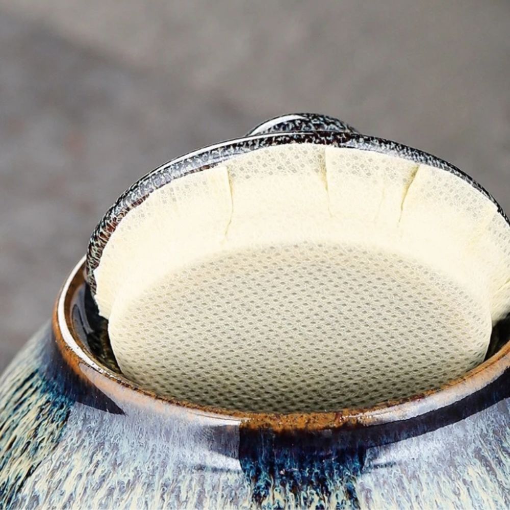 Boîte à thé en céramique texturée bocal hermétique décoratif