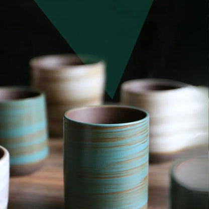 Tasse à thé en grès craquelé peint à la main style vintage zen