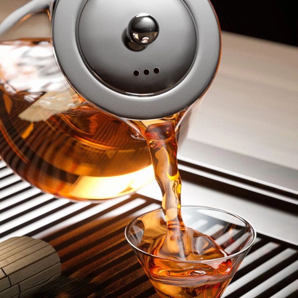 Théière en verre borosilicate avec filtre inox intégré