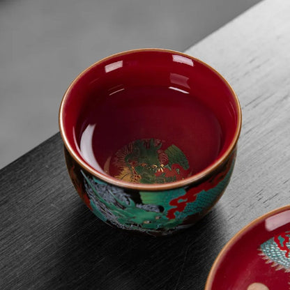 Tasse à thé chinoise Dragon en verre émaillé