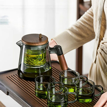 Théière individuelle à filtre intégré verre noyer