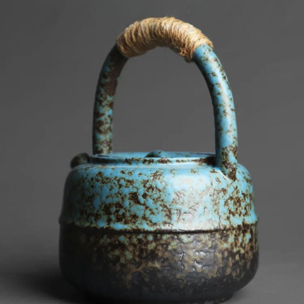 Théière japonaise en grès anse large émaillage artisanal