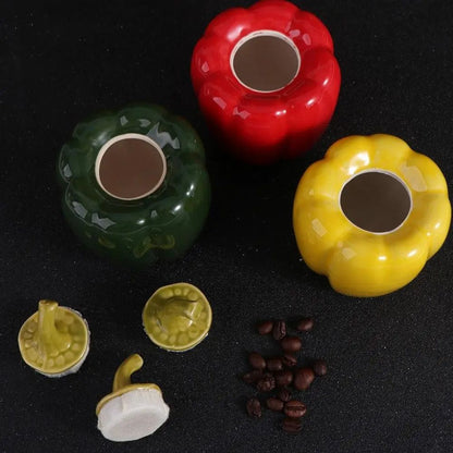 Boîte à thé en céramique forme piment ou fraise