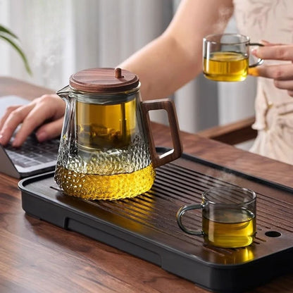 Théière en verre avec filtre couvercle magnétique