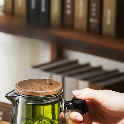 Théière individuelle à filtre intégré verre noyer