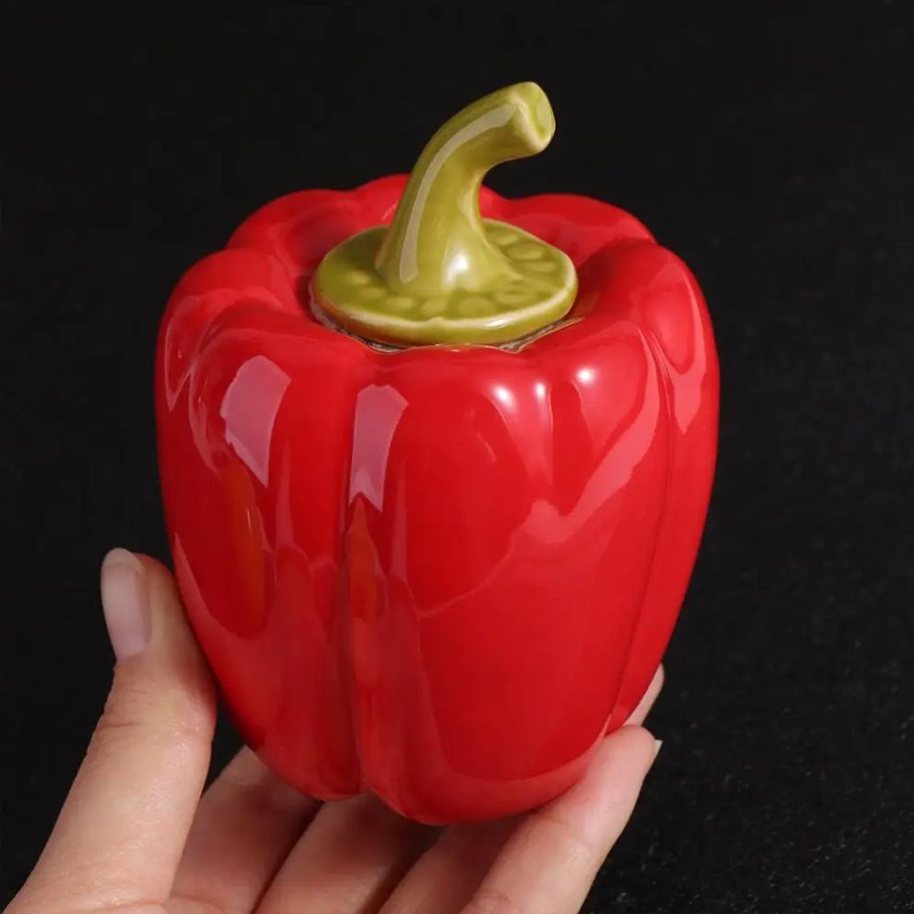 Boîte à thé en céramique forme piment ou fraise