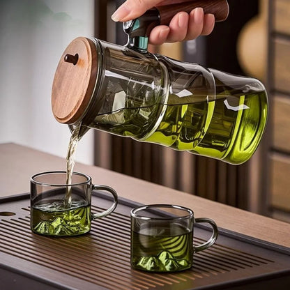 Théière en verre forme bambou avec filtre