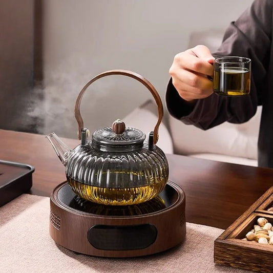 Théière en verre avec filtre vapeur design transparent