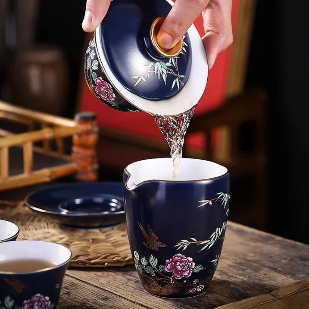 Tasse à thé en céramique dorée Gaiwan