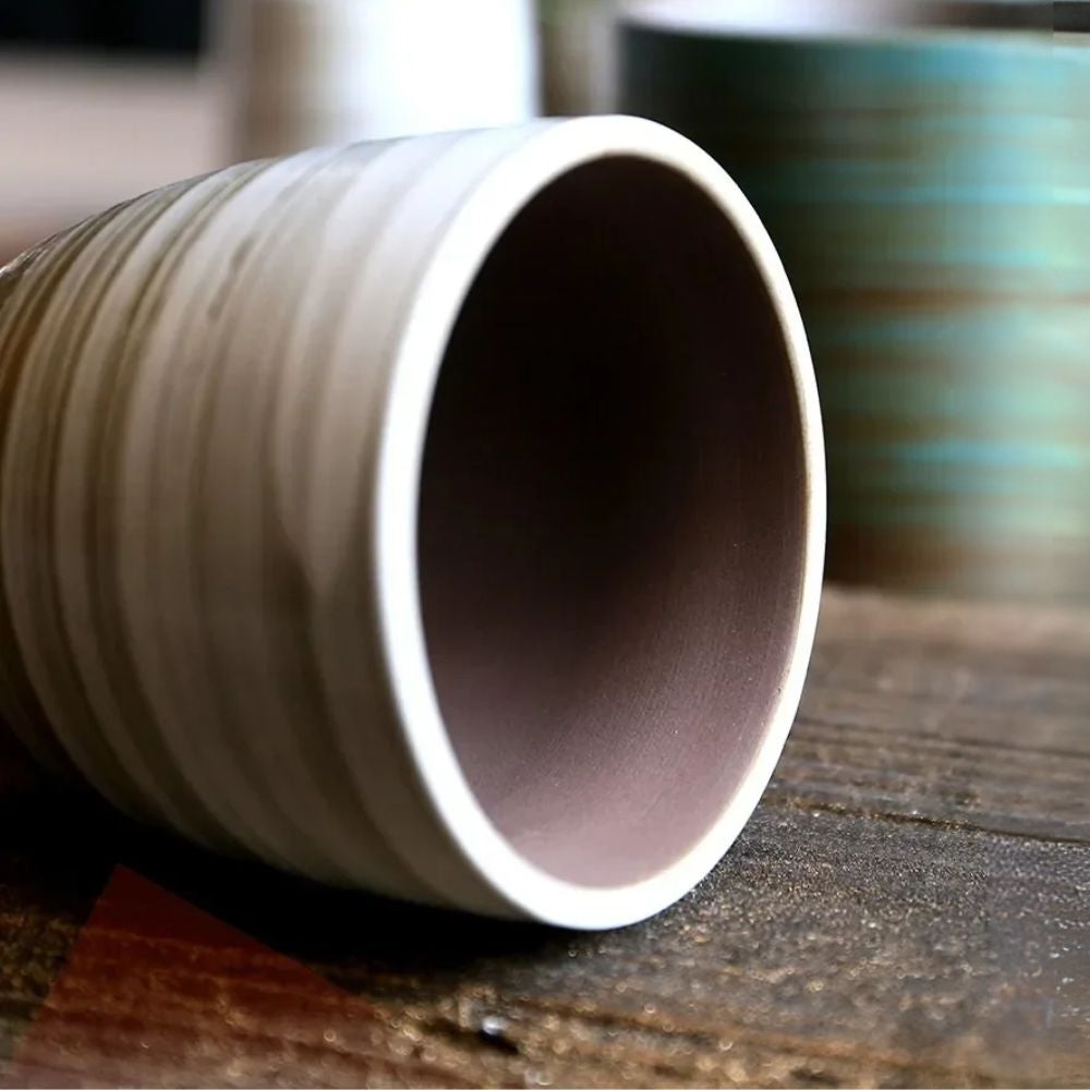 Tasse à thé en grès craquelé peint à la main style vintage zen