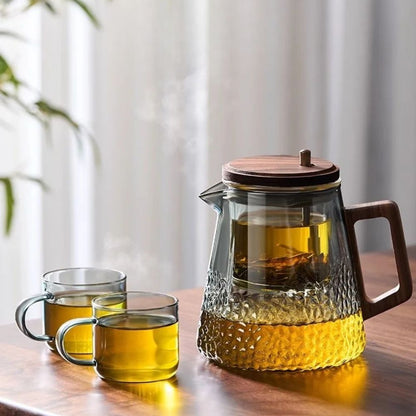 Théière en verre avec filtre couvercle magnétique