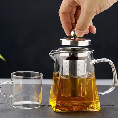 Théière en verre résistant à la chaleur filtre inox