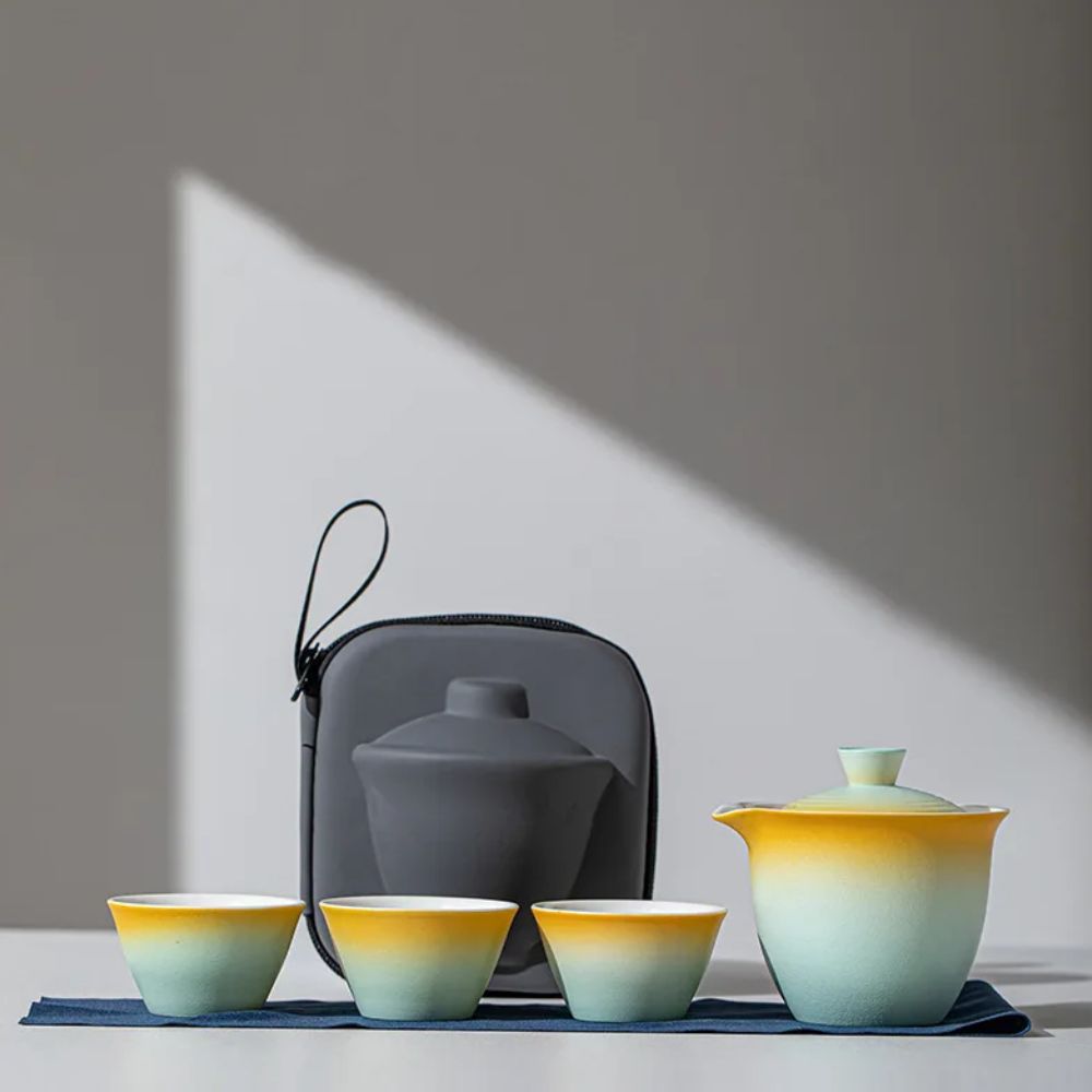Service à thé portable en porcelaine céramique kit de voyage