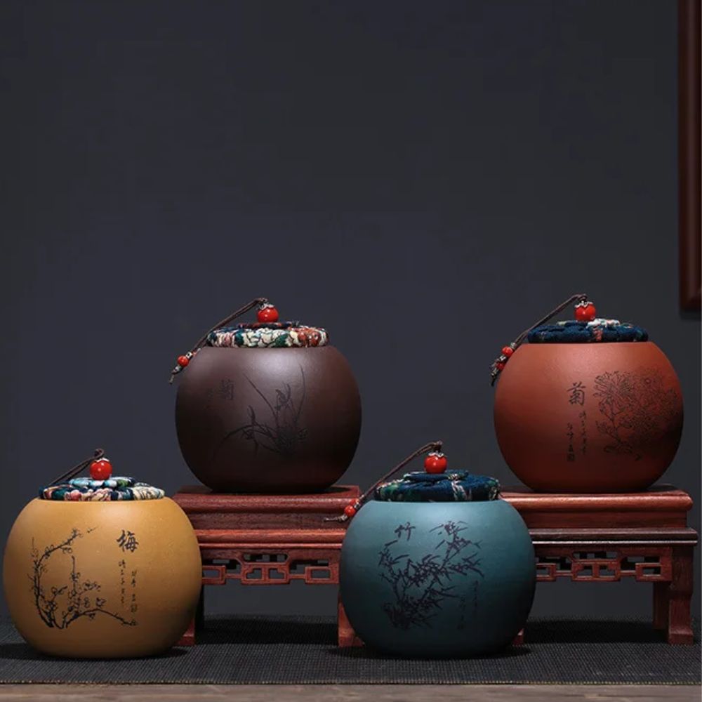 Boîte à thé en argile pot hermétique en terre