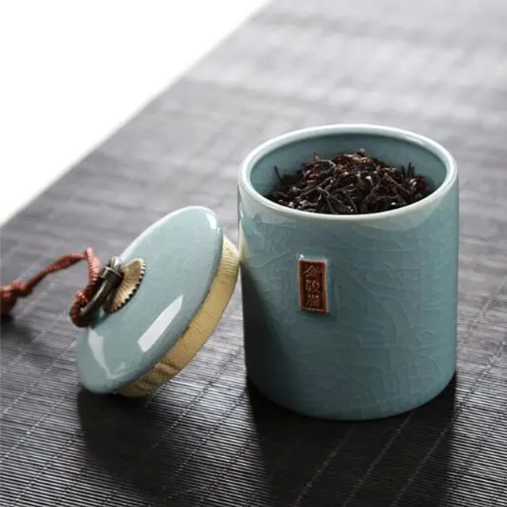 Boîte à thé en céramique avec couvercle bocal de rangement déco
