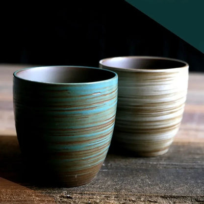 Tasse à thé en grès craquelé peint à la main style vintage zen