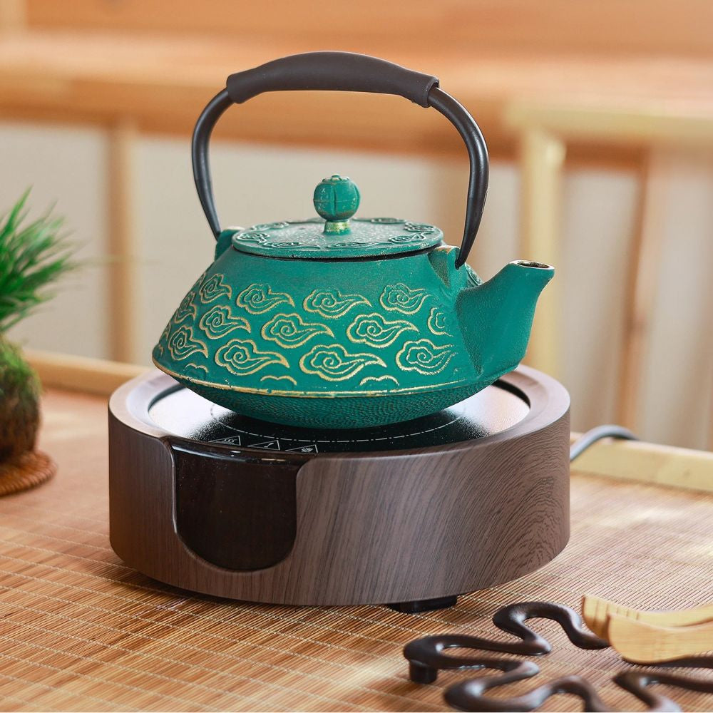Théière en fonte japonaise émaillée motif nuage