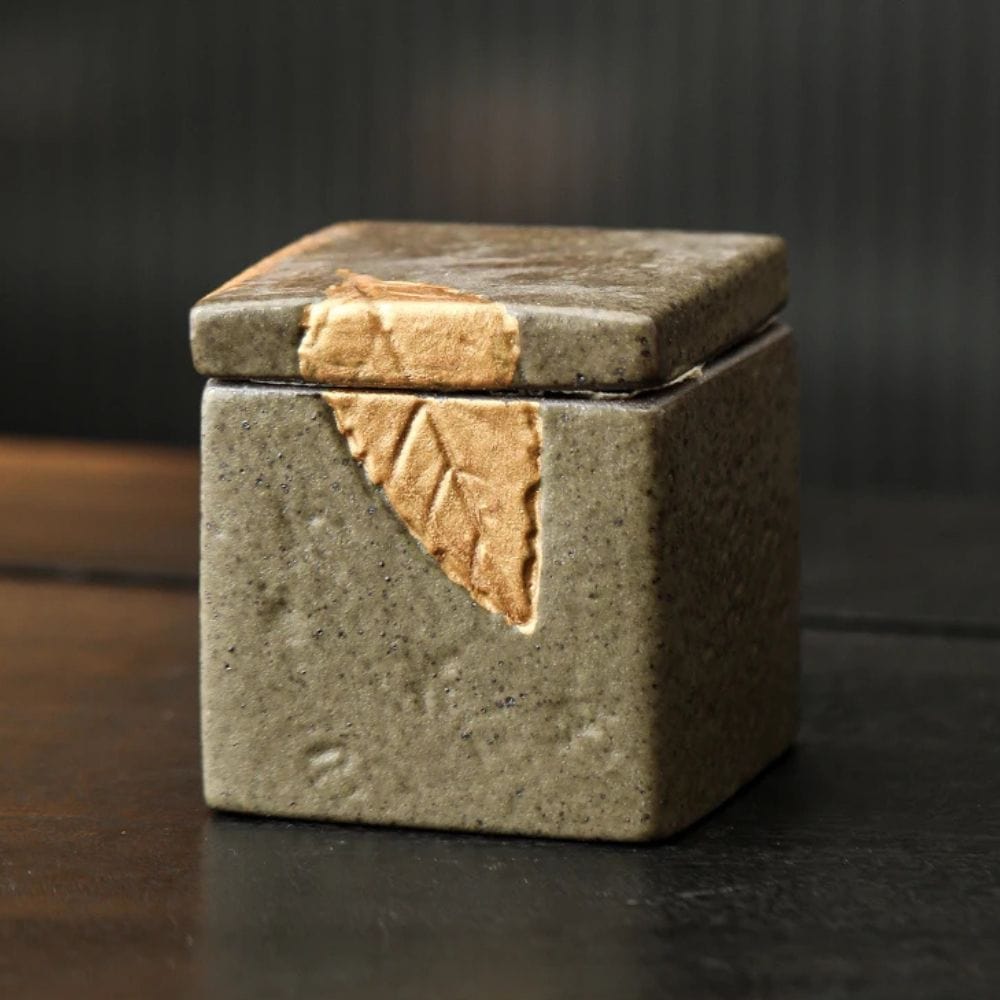 Boîte à thé carrée en céramique bocal hermétique vintage 350 ml