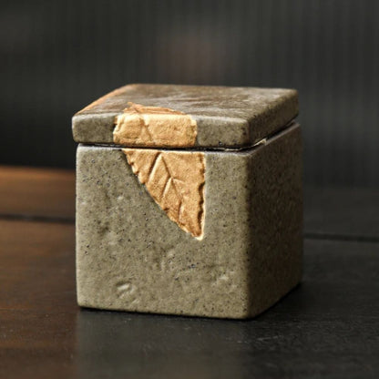 Boîte à thé carrée en céramique bocal hermétique vintage 350 ml