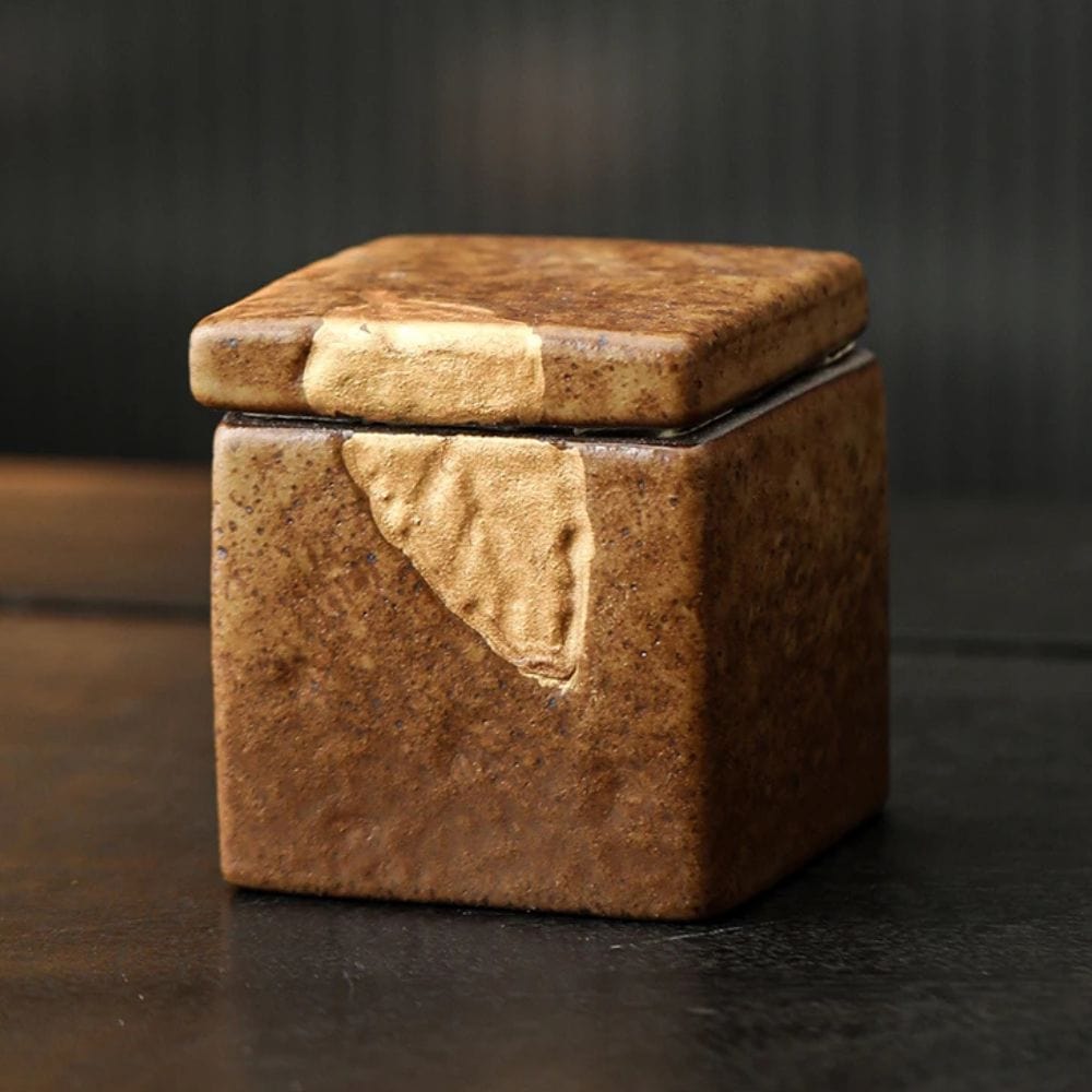 Boîte à thé carrée en céramique bocal hermétique vintage 350 ml