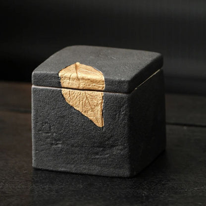 Boîte à thé carrée en céramique bocal hermétique vintage 350 ml