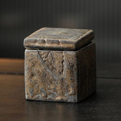 Boîte à thé carrée en céramique bocal hermétique vintage 350 ml
