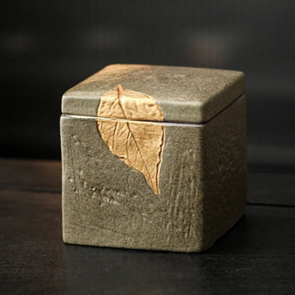 Boîte à thé carrée en céramique bocal hermétique vintage 350 ml