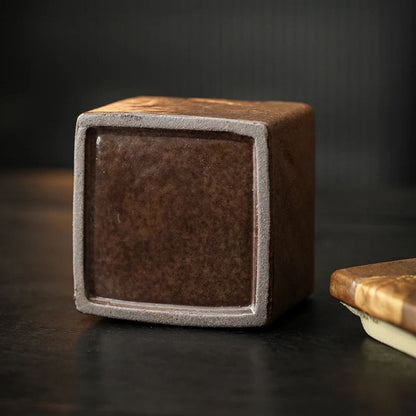 Boîte à thé carrée en céramique bocal hermétique vintage 350 ml