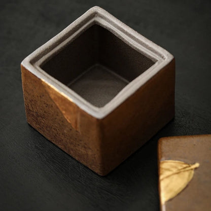 Boîte à thé carrée en céramique bocal hermétique vintage 350 ml