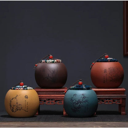 Boîte à thé en argile pot hermétique en terre