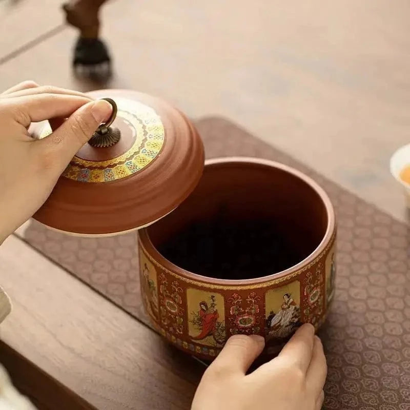 Boîte à thé en argile violette pot hermétique de voyage