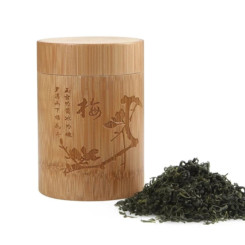 Boîte à thé en bambou sculpté artisanat naturel chinois
