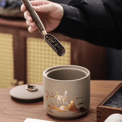 Boîte à thé en céramique artisanale design brut et naturel