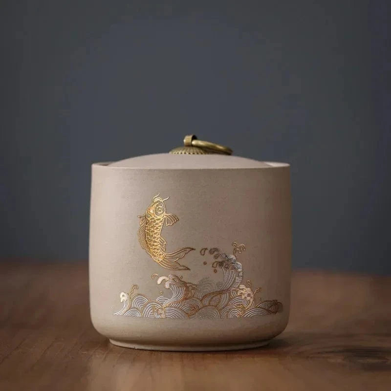Boîte à thé en céramique artisanale design brut et naturel