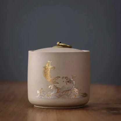 Boîte à thé en céramique artisanale design brut et naturel